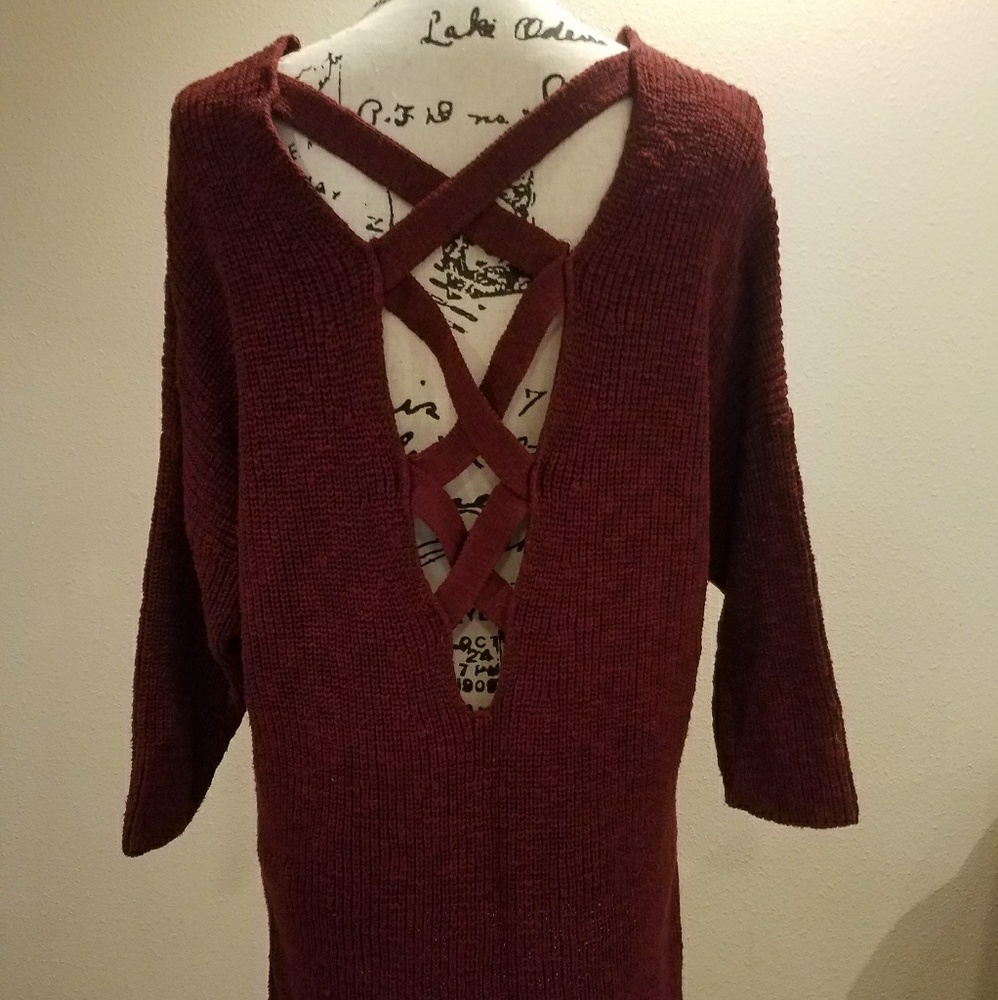 Express 3/4 length sleeve cross back sweater